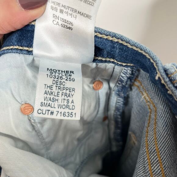 Mother Superior The Tripper Ankle Fray Jeans 27 Blue Its A Small World Wash - Picture 14 of 14